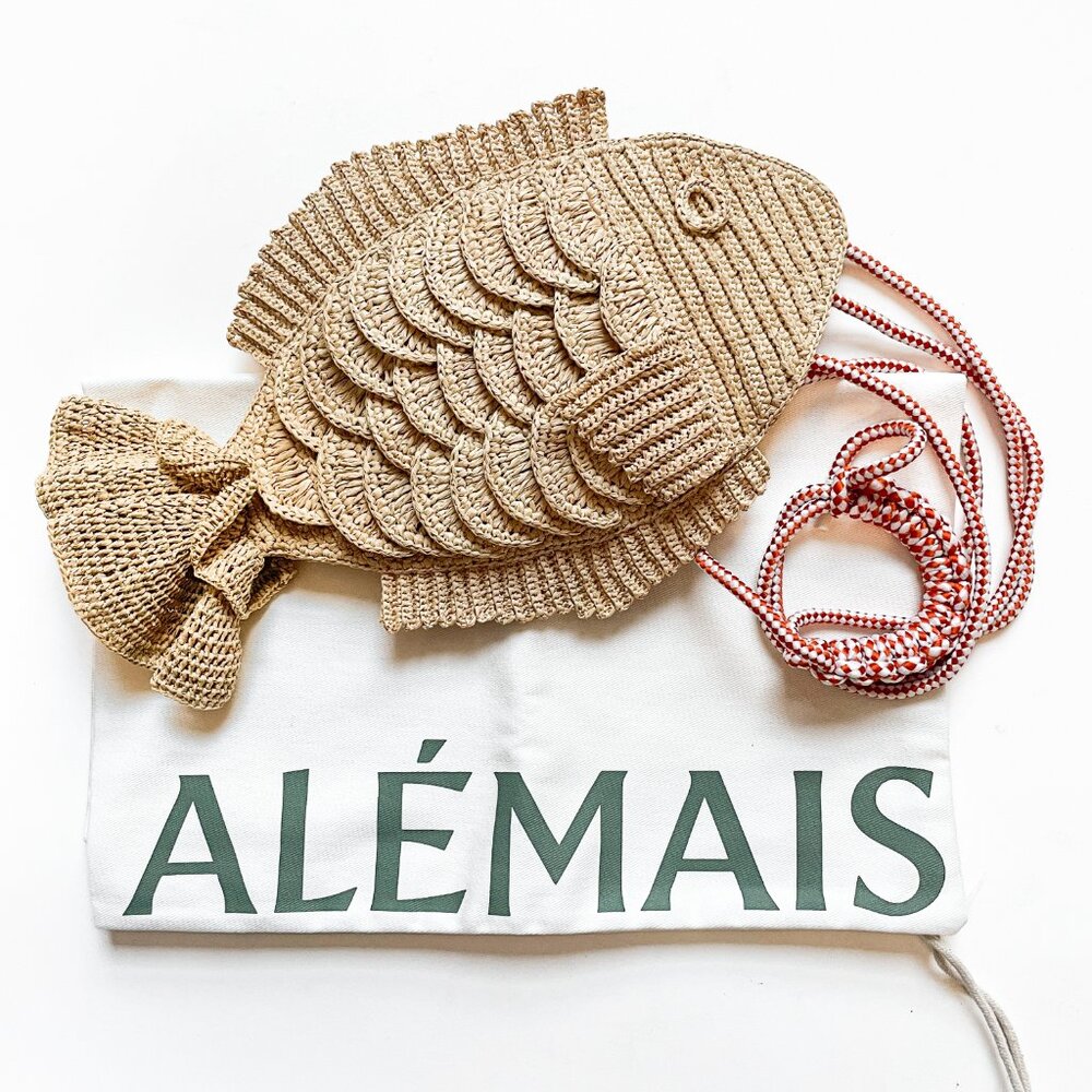 Alemais Horizon Raffia Fish Bag Natural NEW NWT - Picture 3 of 10